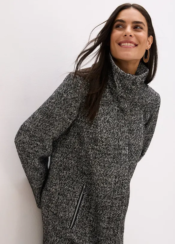 Avslappnad tunn kappa med yllelook, bonprix