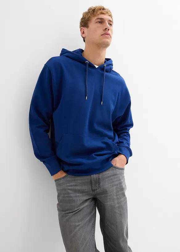 Sweatshirt med huva i ekologisk bomull, avslappnad passform, bonprix