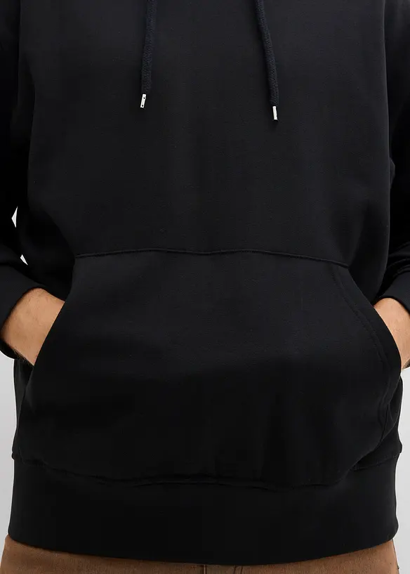 Sweatshirt med huva i ekologisk bomull, avslappnad passform, bonprix