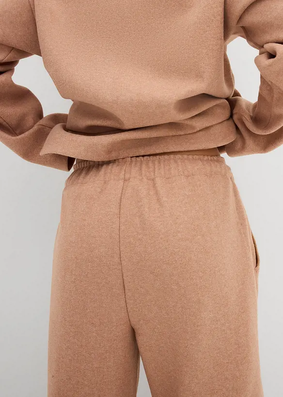 Byxa i barrel-modell med yllelook, bonprix