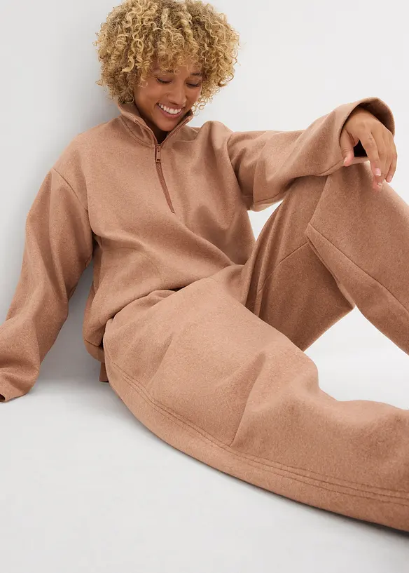 Byxa i barrel-modell med yllelook, bonprix