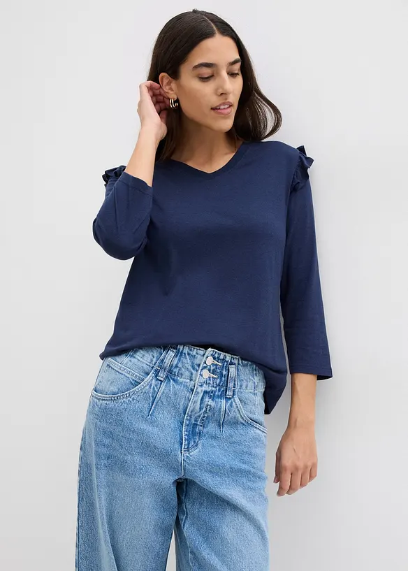 Jerseytopp av bomullsmix, bonprix