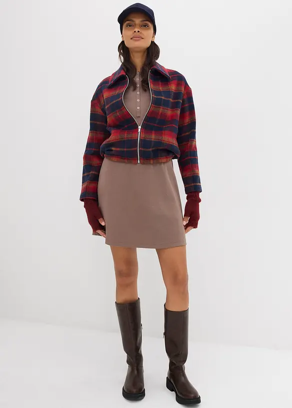 Ribbad klänning av elastisk bomullsmix, bonprix