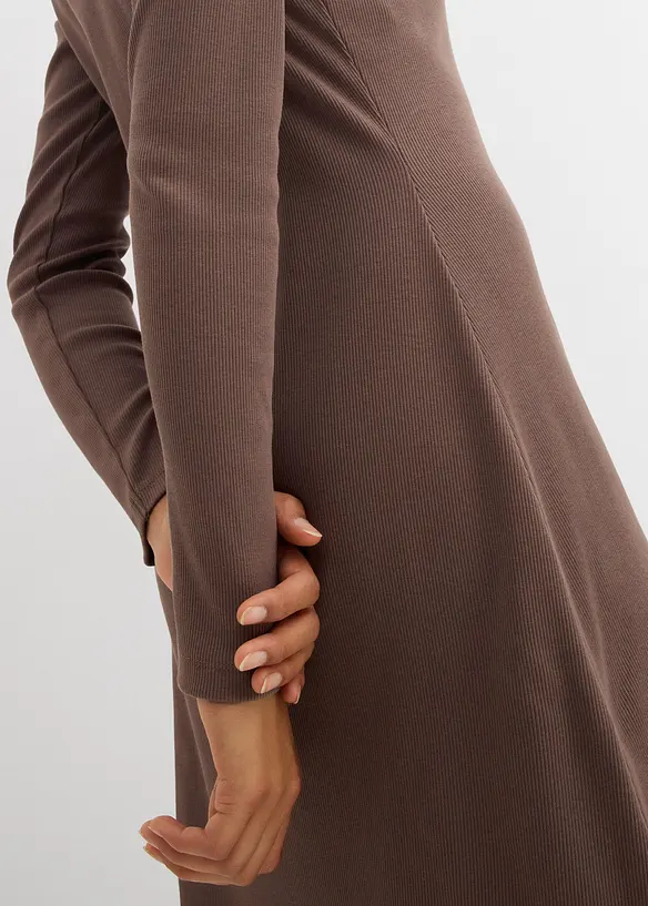 Ribbad klänning av elastisk bomullsmix, bonprix