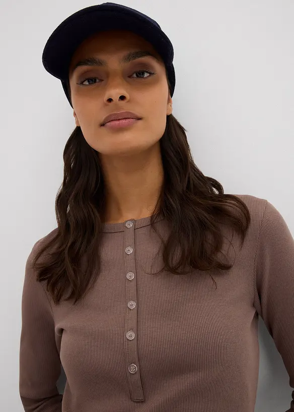 Ribbad klänning av elastisk bomullsmix, bonprix