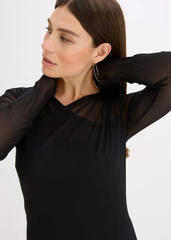 Jerseyklänning i mesh, bonprix