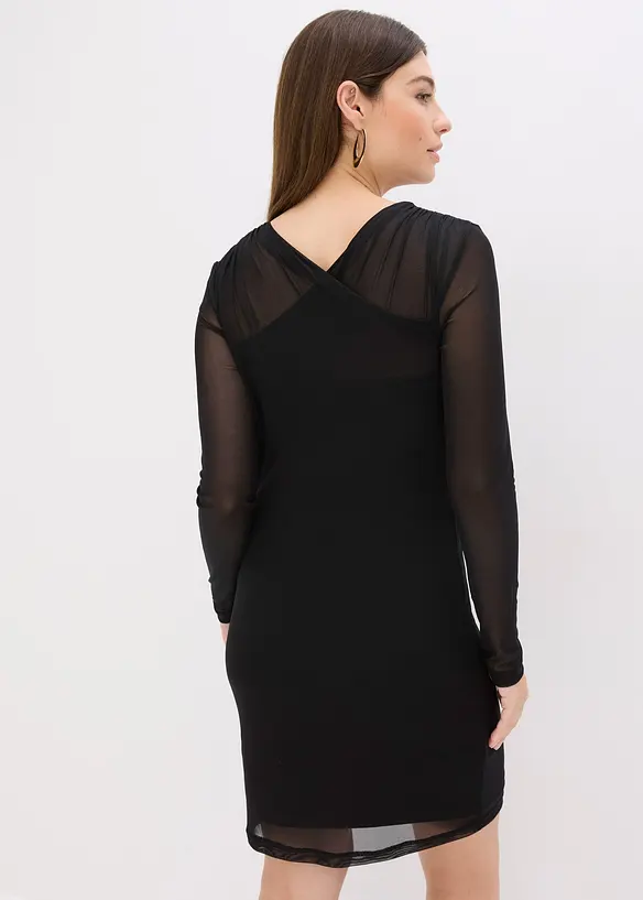 Jerseyklänning i mesh, bonprix