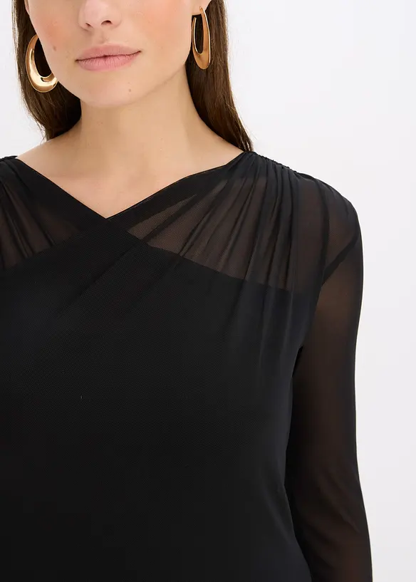Jerseyklänning i mesh, bonprix