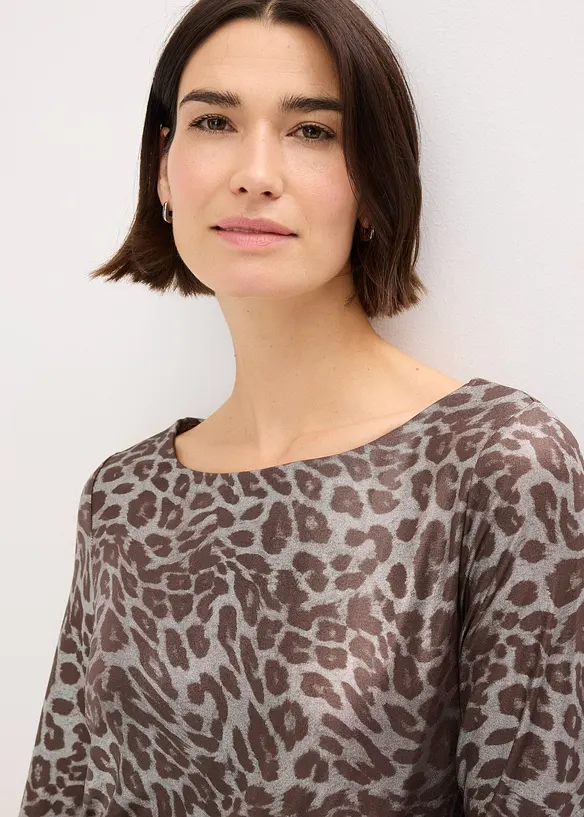 Topp med glansigt leopardmönster, bonprix