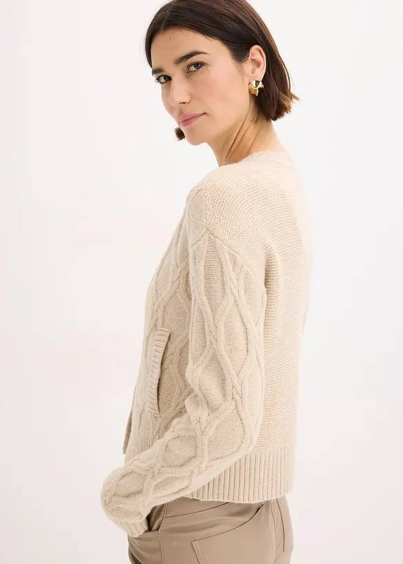 Grovstickad cardigan, bonprix
