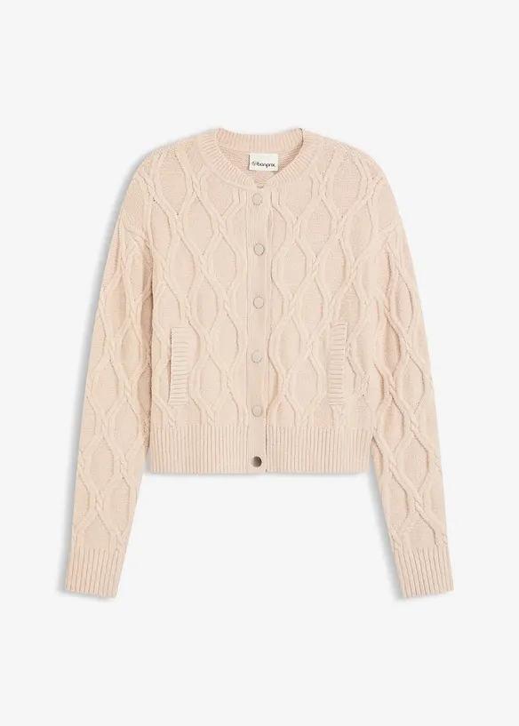 Grovstickad cardigan, bonprix