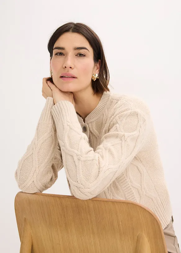 Grovstickad cardigan, bonprix