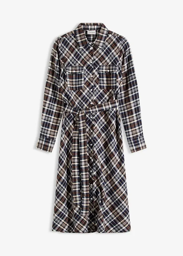 Skjortklänning i mjuk flanell, bonprix