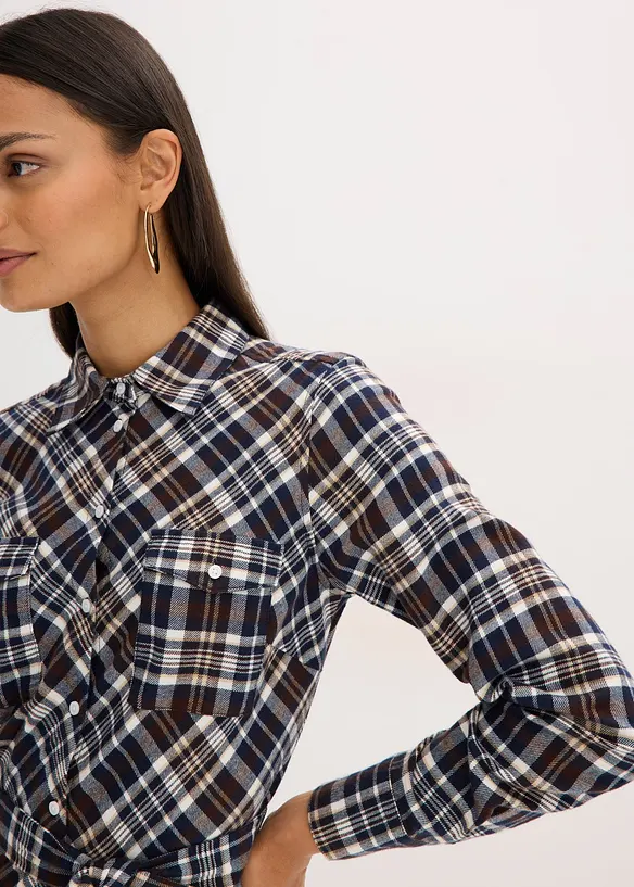 Skjortklänning i mjuk flanell, bonprix