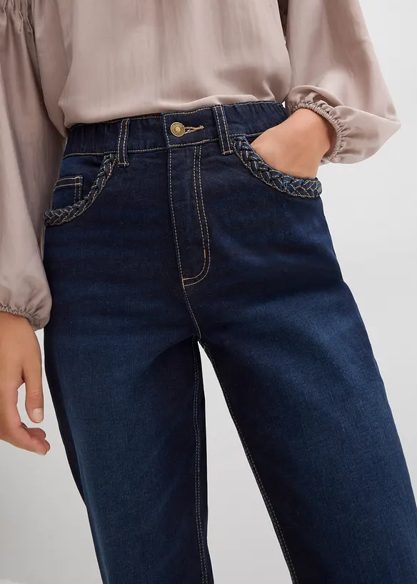 Straight jeans med hög midja och fickdetaljer, bonprix
