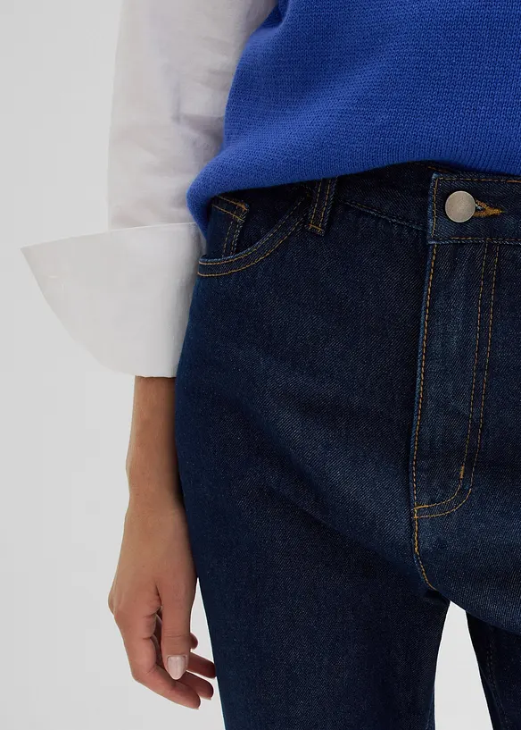 Straight Jeans, High Waist, Long, i ekologisk bomull, bonprix