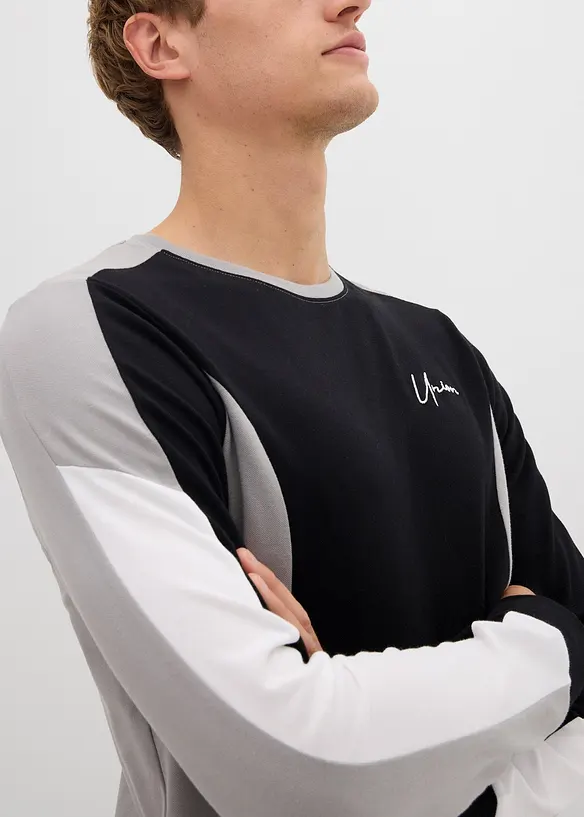 Långärmad tröja av elastisk bomullsmix, Slim Fit, bonprix