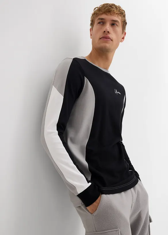 Långärmad tröja av elastisk bomullsmix, Slim Fit, bonprix