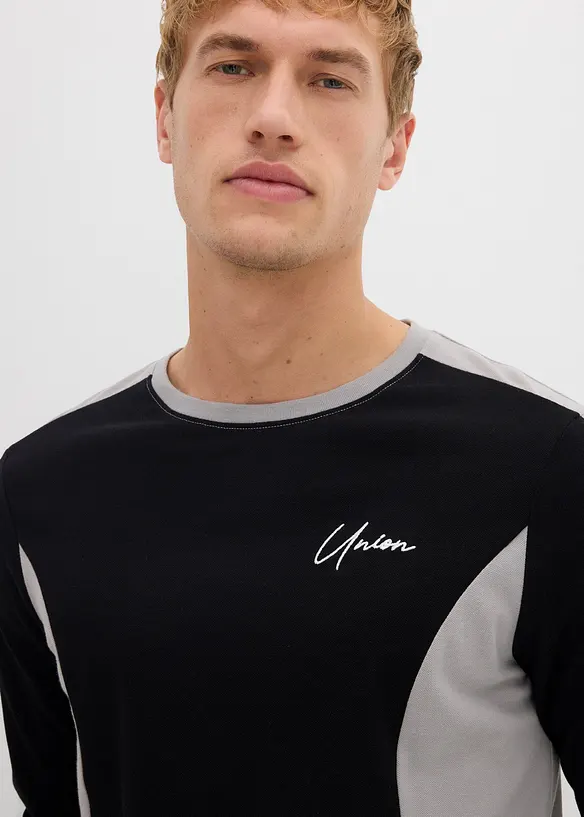 Långärmad tröja av elastisk bomullsmix, Slim Fit, bonprix