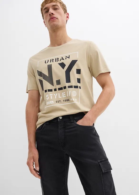 Regular Fit Cargo Jeans med bekväm midja, Straight, bonprix