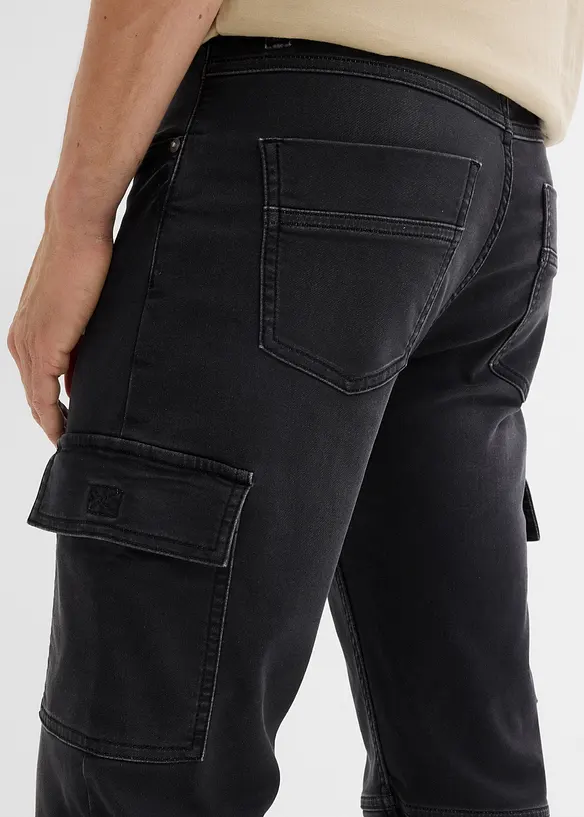 Regular Fit Cargo Jeans med bekväm midja, Straight, bonprix