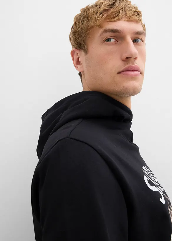 Sweatshirt med huva i mjuk bomullsmix, bonprix