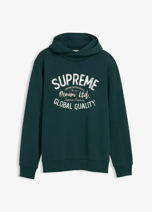 Sweatshirt med huva i mjuk bomullsmix, bonprix