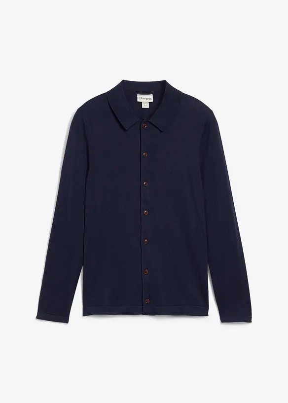Finstickad cardigan med merinoull, smal passform, bonprix