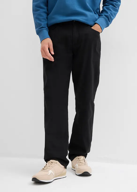 Fodrad byxa med skön midja, Relaxed Fit, Straight, bonprix