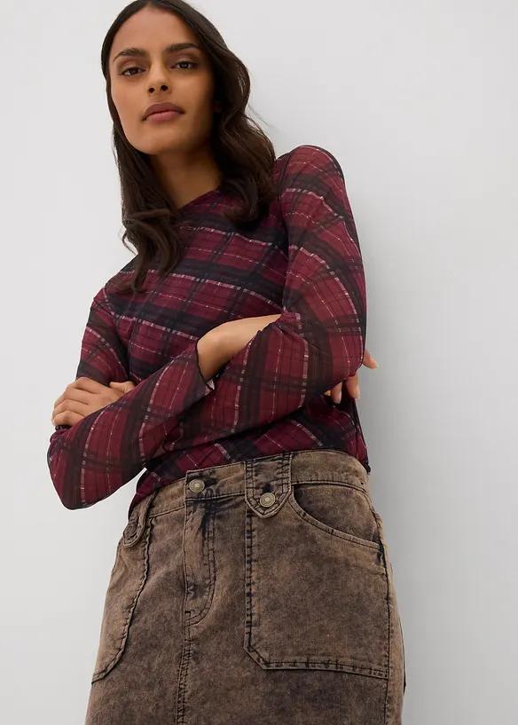 Kort manchesterkjol med tvättad look, bonprix