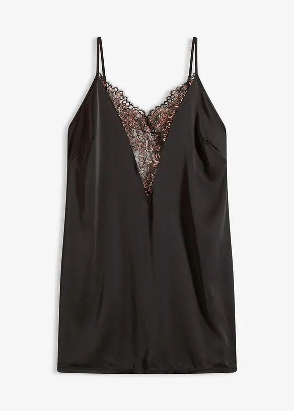Negligé i satin med glittergarn, bonprix
