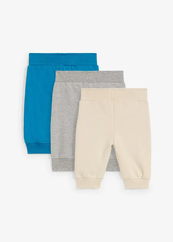 Trikåbyxa för bebisar med bomull (3-pack), bonprix