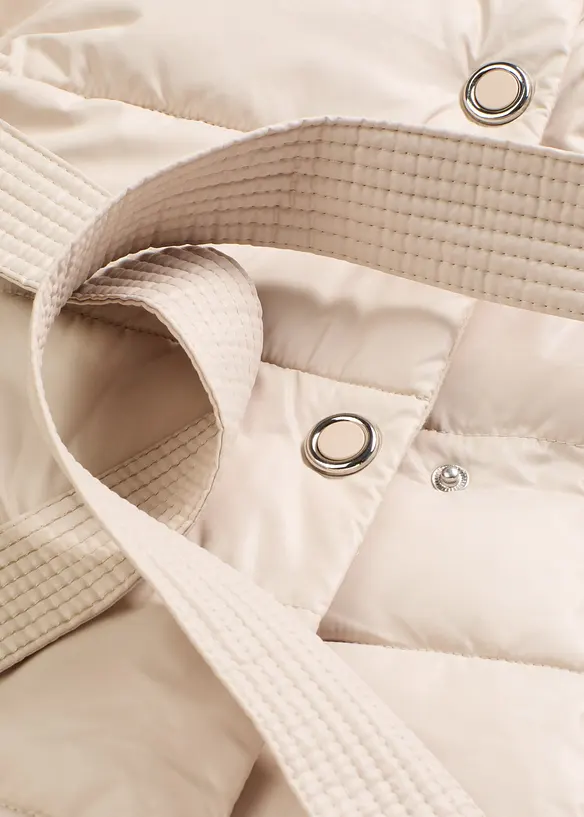 Täckkappa med besättning av ylleimitation och knytskärp (2 delar), bonprix