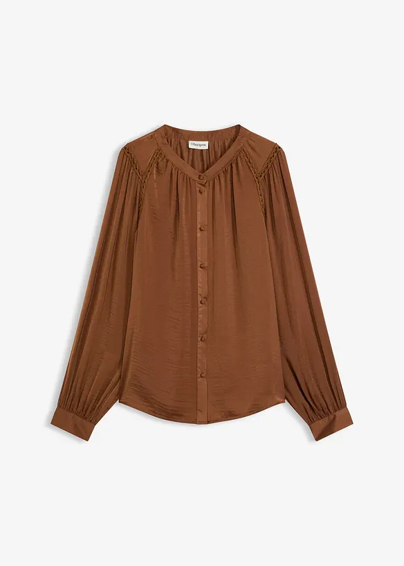 Satinblus med spetsband, bonprix