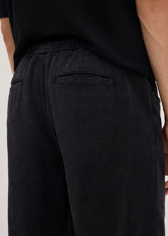 Dra-på byxa av bomull i Relaxed Fit med Tapered ben, bonprix