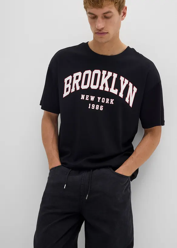 Dra-på byxa av bomull i Relaxed Fit med Tapered ben, bonprix