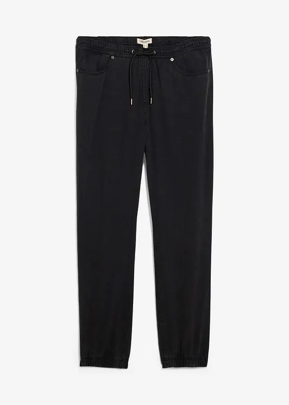 Dra-på byxa av bomull i Relaxed Fit med Tapered ben, bonprix