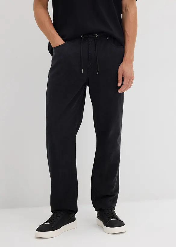 Dra-på byxa av bomull i Relaxed Fit med Tapered ben, bonprix