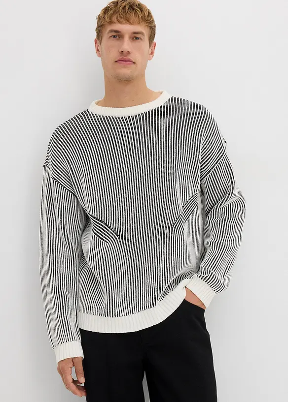 Ribbad tröja av bomullsmix, Loose Fit, bonprix