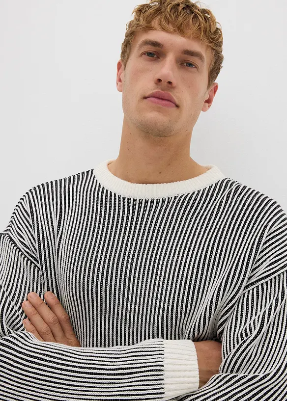 Ribbad tröja av bomullsmix, Loose Fit, bonprix