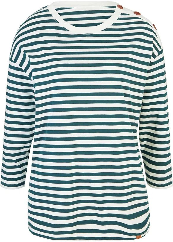 Långärmad oversizetopp med knappar, bonprix