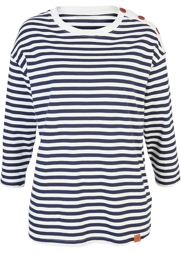 Långärmad oversizetopp med knappar, bonprix