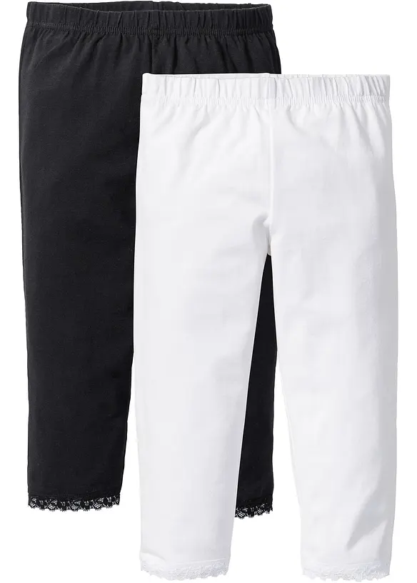 Caprileggings med ekologisk bomull för barn (2-pack), bonprix