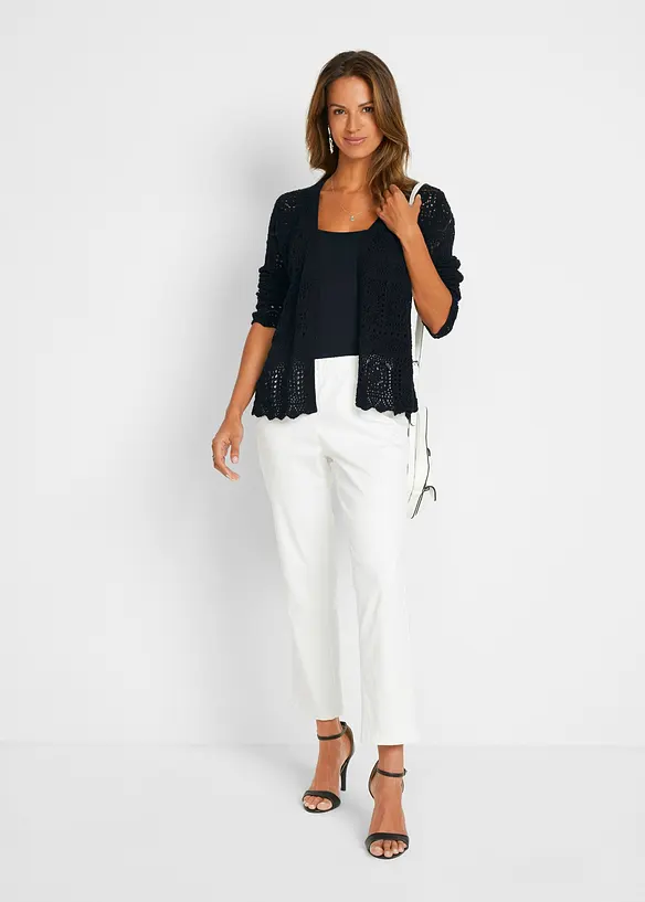 Hålmönstrad cardigan, bonprix