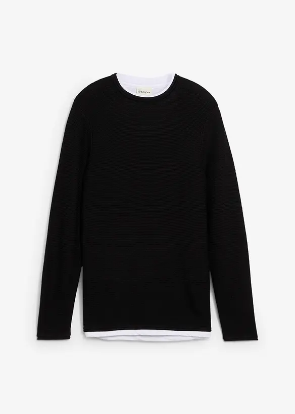 Tröja i bomullsmix med 2-i-1-look, bonprix