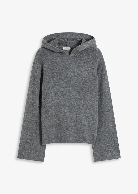 Finstickad tröja med huva, bonprix