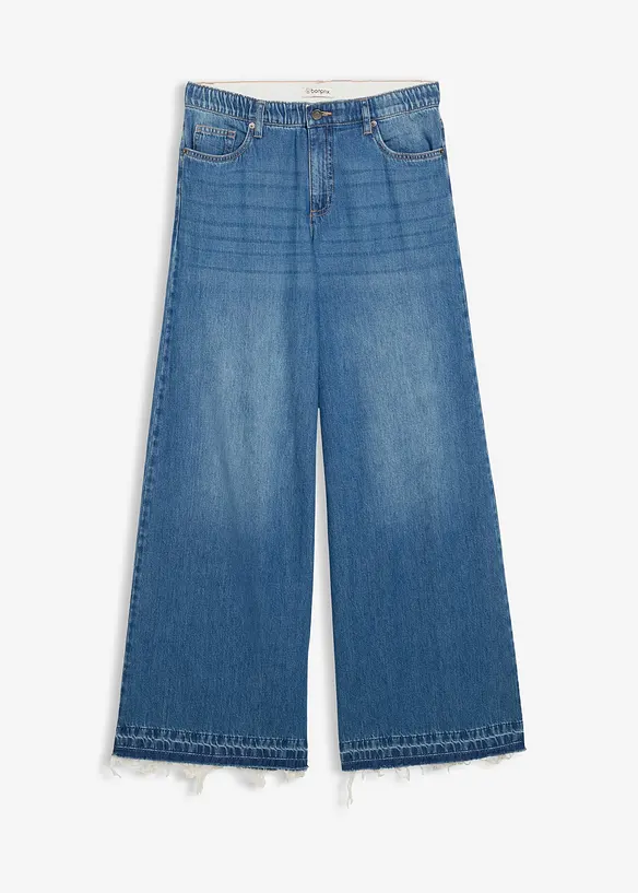 Wide Leg Jeans Mid Waist, med bekväm midja, bonprix