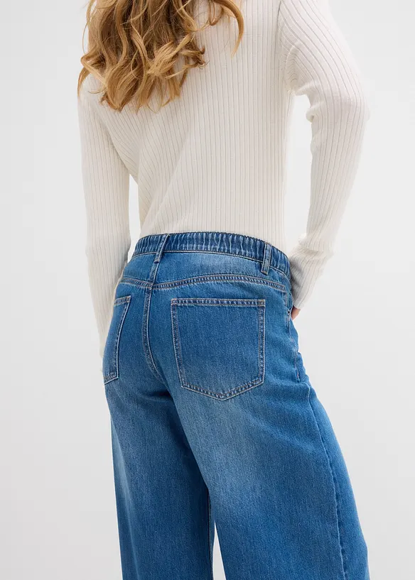Wide Leg Jeans Mid Waist, med bekväm midja, bonprix