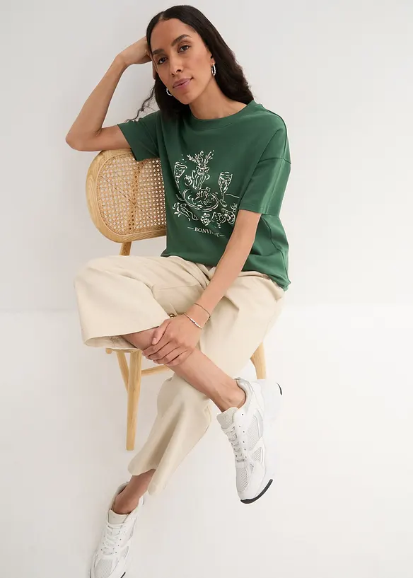 T-shirt med tryck, ekologisk bomull, bonprix