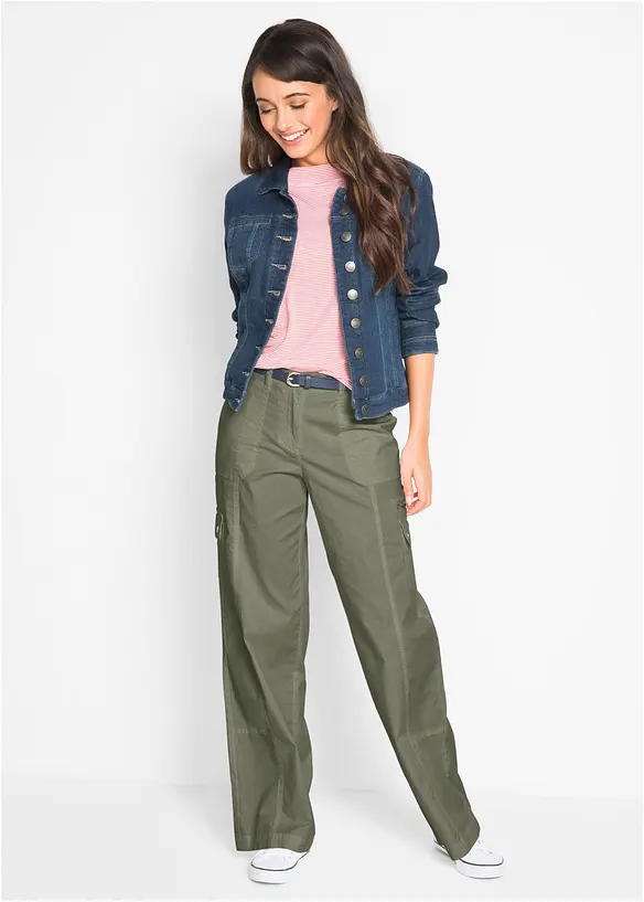 Cargojeans i bomull, Mid Waist, bonprix